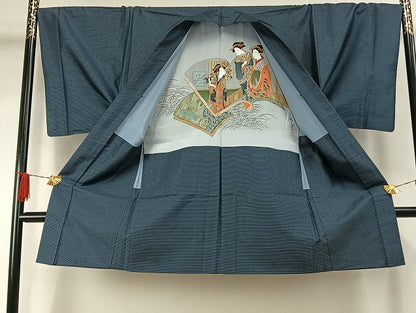 平和屋着物●男性　本場大島紬　アンサンブル　亀甲絣　正絹　逸品　AABH0747fy