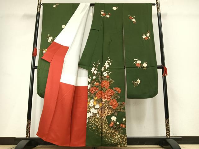 平和屋着物●豪華振袖　糸巻文　金彩　正絹　逸品　AABG4500fy 平和屋着物○豪華振袖 花蝶文 暈し染め 金彩 正絹 逸品 AABG7526phの