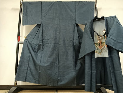 平和屋着物●男性　本場大島紬　アンサンブル　亀甲絣　正絹　逸品　AABH0747fy