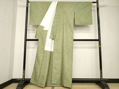 平和屋着物●紋屋井関 御寮織　お召　桐竹鳳凰　利休茶色　さが美扱い　正絹　逸品　AABH3334ck