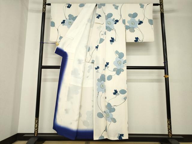 平和屋着物●上質な小紋　地紋おこし　花蔦草文　正絹　逸品　AABH4201ck