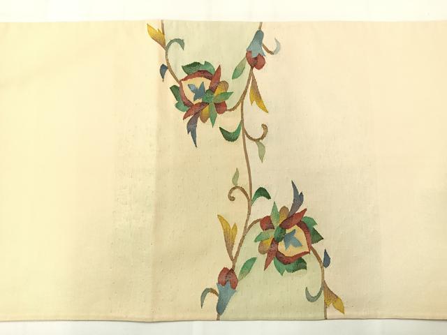 平和屋着物◎太鼓柄袋帯 花唐草文 正絹 逸品 AABH2411uk
