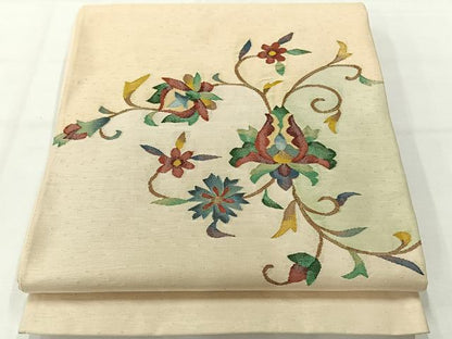平和屋着物◎太鼓柄袋帯 花唐草文 正絹 逸品 AABH2411uk