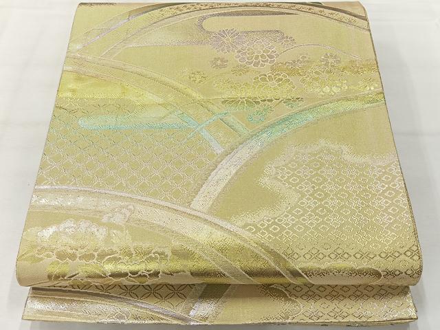 平和屋着物◎佐賀錦　六通柄袋帯　吉祥花文　金糸　正絹　逸品　AABH2408uk
