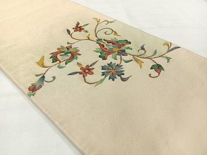 平和屋着物◎太鼓柄袋帯 花唐草文 正絹 逸品 AABH2411uk