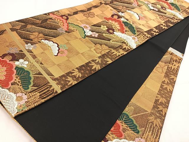 平和屋着物◎六通柄袋帯　唐織　松竹梅　金銀糸　正絹　逸品　BAAW8777yc