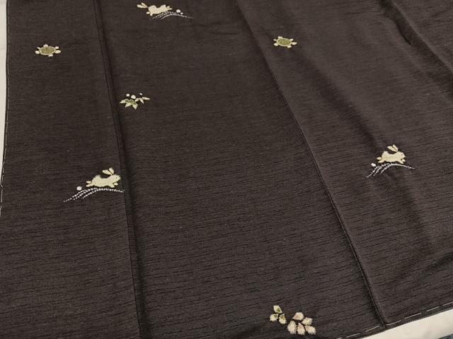 平和屋着物○上質な小紋 紬地 兎 亀 花 紅消鼠色