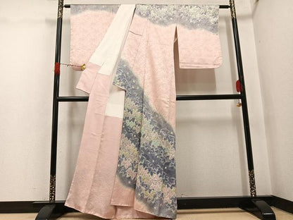 平和屋着物●染色家　三好一彩　訪問着　辻が花　絞り　暈し染め　金通し地　正絹　逸品　AABH4063ph
