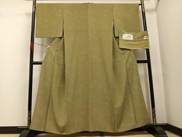 平和屋着物●上質な小紋　墨流し文　反端付き　正絹　逸品　AABH4060ph