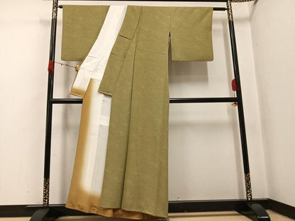 平和屋着物●上質な小紋　墨流し文　反端付き　正絹　逸品　AABH4060ph