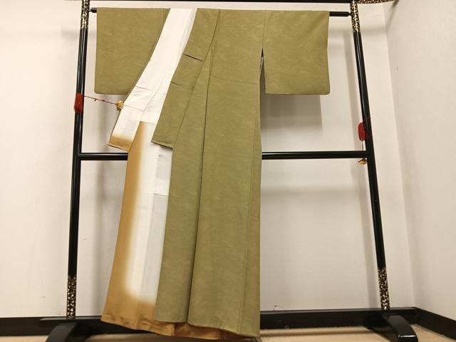 平和屋着物●上質な小紋　墨流し文　反端付き　正絹　逸品　AABH4060ph