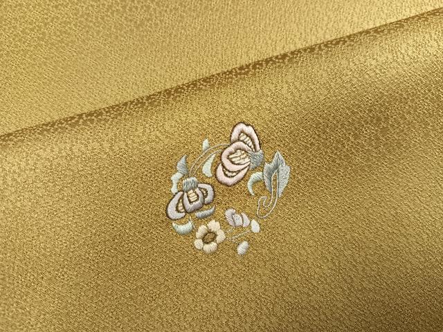 平和屋着物●上質な小紋　総刺繍　草花文　正絹　逸品　AABH4057ph