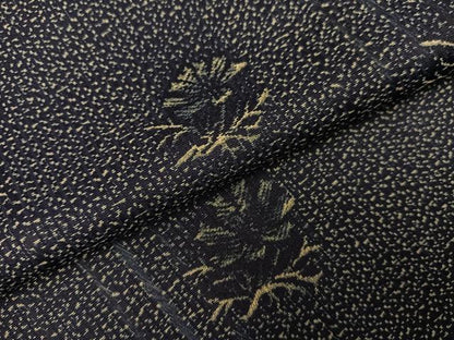 平和屋着物●外山良治　本藍天然染　小紋　舞花文　反端付き　正絹　逸品　AABH4073ph