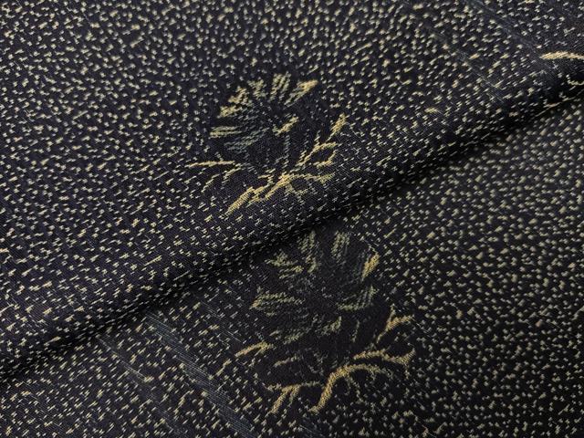 平和屋着物●外山良治　本藍天然染　小紋　舞花文　反端付き　正絹　逸品　AABH4073ph