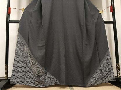 平和屋着物●江戸小紋　訪問着　流水篭目文　黒地　正絹　逸品　AABH4070ph