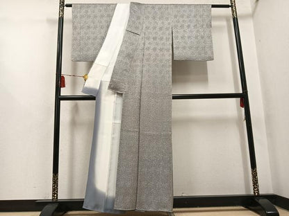 平和屋着物●名門　藤娘きぬたや・杢目絞り　小紋　正絹　逸品　AABH4081ph