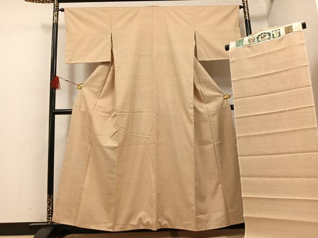 平和屋着物●結城紬　奥順　はたおり娘　色無地　飴色　正絹　逸品　未使用　AABH4082ph