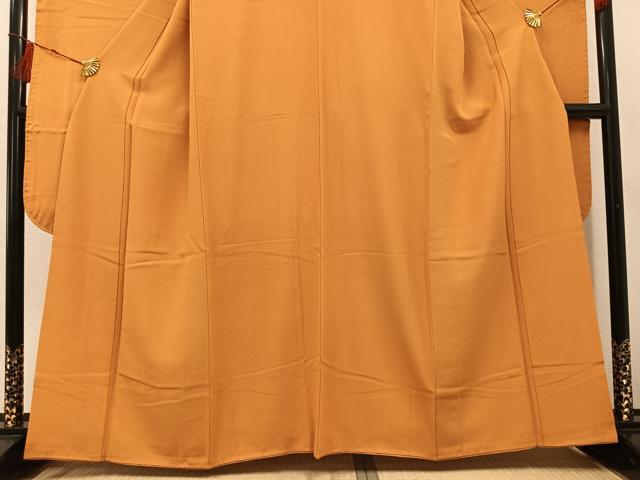 平和屋着物●豪華振袖　色無地　柚子色　正絹　逸品　AABH4067ph