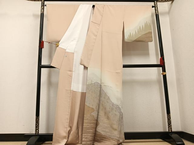 平和屋着物○伝統工芸士 範人 訪問着 寿光織 遠山地紋 暈