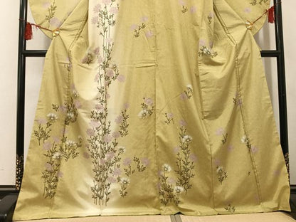 平和屋着物●小振袖　二尺袖・長襦袢(袷)セット　本場大島紬　染大島　枝花文　暈し染め　金彩　正絹　逸品　AABH4066ph