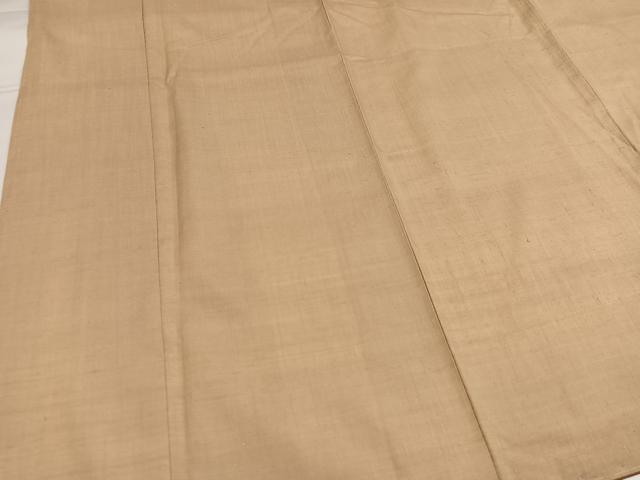 平和屋着物●結城紬　奥順　はたおり娘　色無地　飴色　正絹　逸品　未使用　AABH4082ph