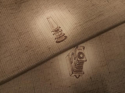 平和屋着物●上質な小紋　紬地　手描き　レトロ柄　暈し染め　正絹　逸品　AABH4076ph