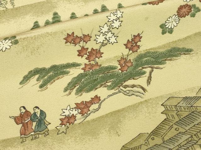 平和屋着物■上質な小紋 人物風景文 正絹 逸品 DABD3267sf