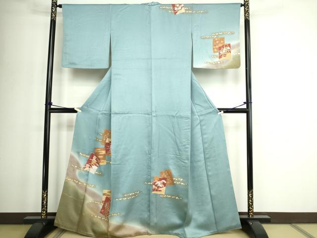 平和屋着物■訪問着 色紙草花文 暈し染め 金彩 正絹 逸品 DABD3262sf