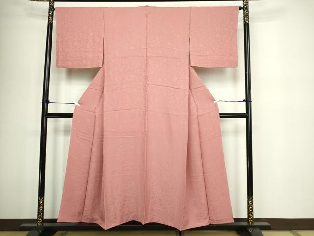 平和屋着物■上質な色無地　花唐草地紋　薄紅色　正絹　逸品　DABD3306sf