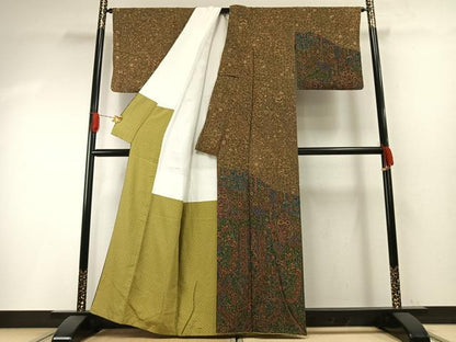 平和屋着物●訪問着　更紗花文　正絹　逸品　AABH0836fy