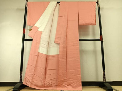 平和屋着物●上質な色無地　草花地紋　東雲色　正絹　逸品　未使用　AABH0849fy