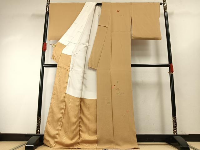 平和屋着物●訪問着　総刺繍　舞花文　金糸　鬼しぼ縮緬　ロング丈　正絹　逸品　AABH0857fy
