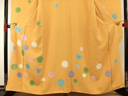 平和屋着物●豪華振袖　手描き　水玉　正絹　逸品　AABH0841fy