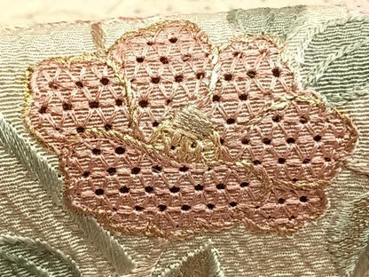 平和屋着物●中国三大刺繍　総刺繍　汕頭刺繍　スワトウ刺繍　訪問着　扇面花文　暈し染め　金彩　正絹　逸品　AABH0839fy