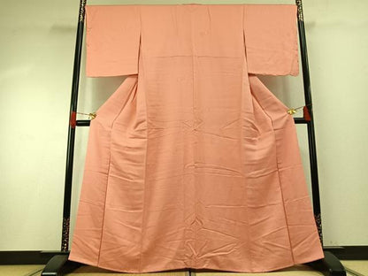 平和屋着物●上質な色無地　草花地紋　東雲色　正絹　逸品　未使用　AABH0849fy