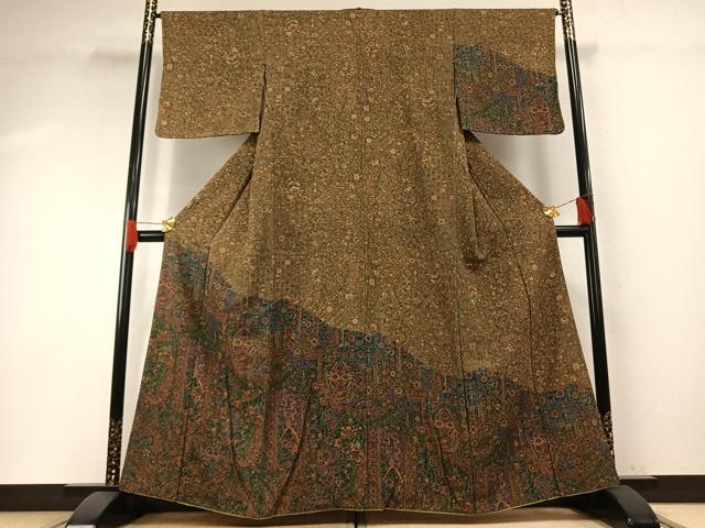 平和屋着物●訪問着　更紗花文　正絹　逸品　AABH0836fy