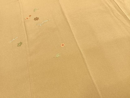 平和屋着物●訪問着　総刺繍　舞花文　金糸　鬼しぼ縮緬　ロング丈　正絹　逸品　AABH0857fy