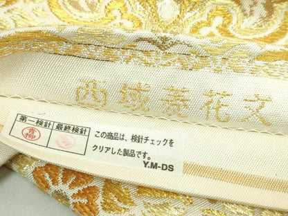平和屋本店●極上　龍村美術織物　たつむら　六通柄　本袋帯　唐織　西城菱花文　金銀糸　逸品　DZAB5952kh6