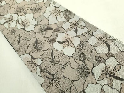 平和屋着物●極上　京都の名門ブランド　銀花仙　両面　半幅帯　花尽し　斜線文　逸品　DZAB6005kh6