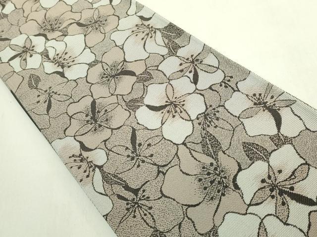 平和屋着物●極上　京都の名門ブランド　銀花仙　両面　半幅帯　花尽し　斜線文　逸品　DZAB6005kh6
