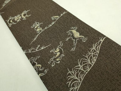 平和屋着物●極上　半幅帯　鳥獣戯画　逸品　DZAB6019kh6