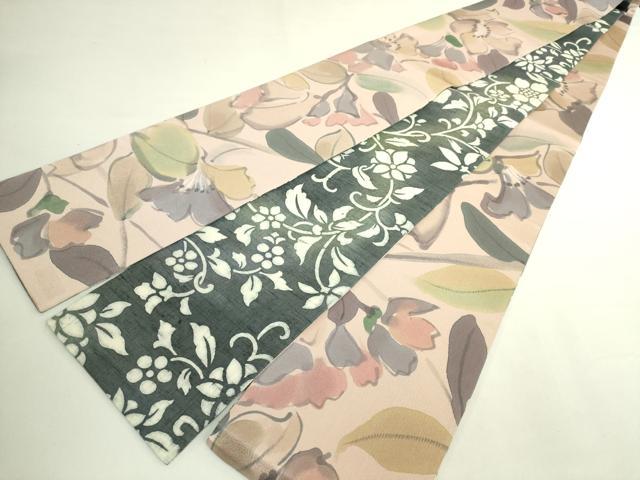 平和屋着物●極上　両面　半幅帯　花唐草　逸品　DZAB6016kh6