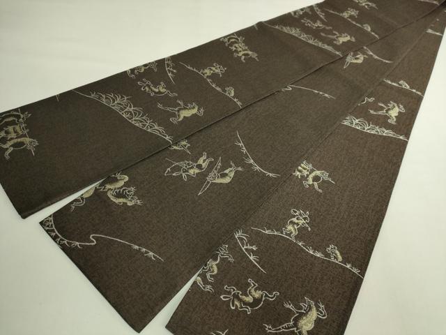 平和屋着物●極上　半幅帯　鳥獣戯画　逸品　DZAB6019kh6 平和屋着物○極上 半幅帯 鳥獣戯画 逸品 DZAB6019kh6