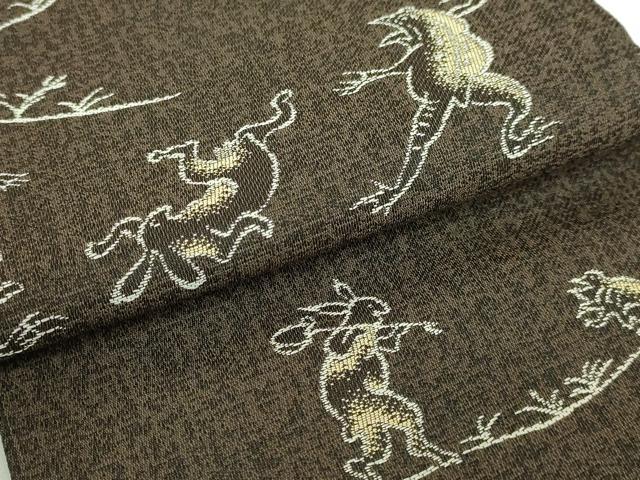 平和屋着物●極上　半幅帯　鳥獣戯画　逸品　DZAB6019kh6