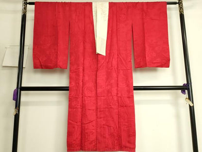 平和屋着物●アンティーク　大正ロマン　長襦袢　袷　飛鶴花地紋　逸品　DZAB6050kh6
