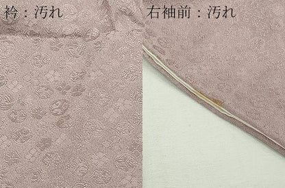 平和屋着物■上質な色無地　吉祥地紋　胡桃染色　正絹　逸品　DABD3278sf
