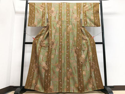 平和屋着物■上質な小紋 更紗花文 金彩 正絹 逸品 CABE7266xe