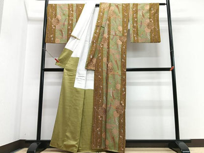 平和屋着物■上質な小紋 更紗花文 金彩 正絹 逸品 CABE7266xe