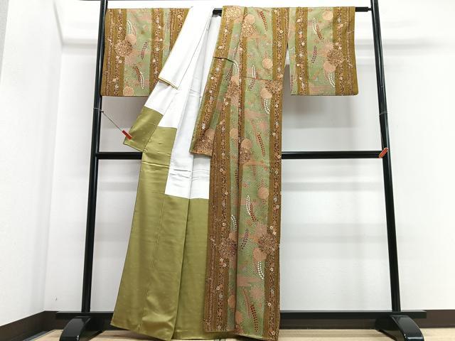 平和屋着物■上質な小紋 更紗花文 金彩 正絹 逸品 CABE7266xe