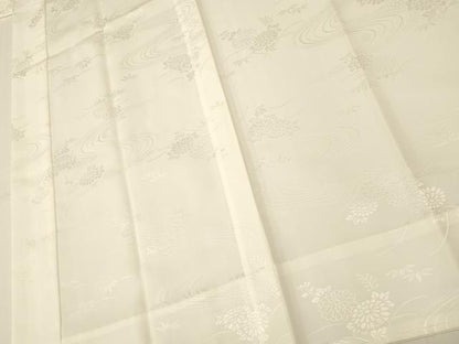 平和屋着物■長襦袢 無双仕立て 流水草花地紋 正絹 逸品 AABH4415fw